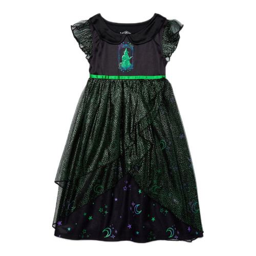 Wicked Elphaba Witch Toddler Girls Satinet and Tulle Black Nightgown, Size 3T | Little Dreamers Pajamas