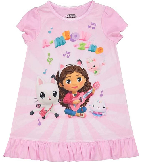 Gabby, Pandy Paws and Cakey Cake Toddler Girl's Gabby's Dollhouse Nightgown | Little Dreamers Pajamas