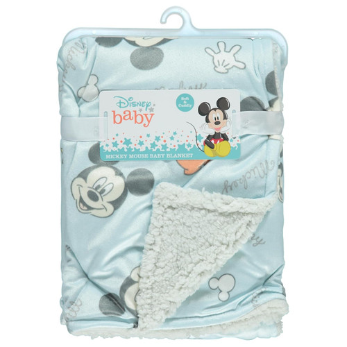 Disney Baby Mickey Mouse Blue Fleece Sherpa Character Print Blanket, 30" X 40"