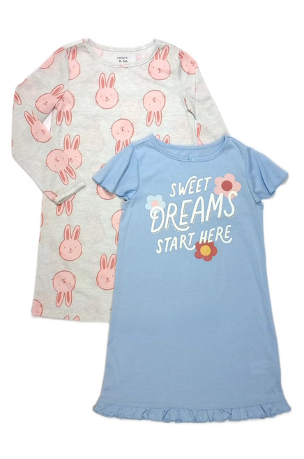 Carter's Girl's Sweet Dreams Floral and Bunny Print Nightgown Set, Gowns | Little Dreamers Pajamas