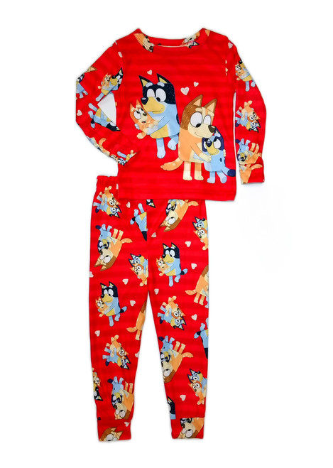 Bluey and Family Love Red Striped Valentine's Toddler Pajama Set | Little Dreamers Pajamas