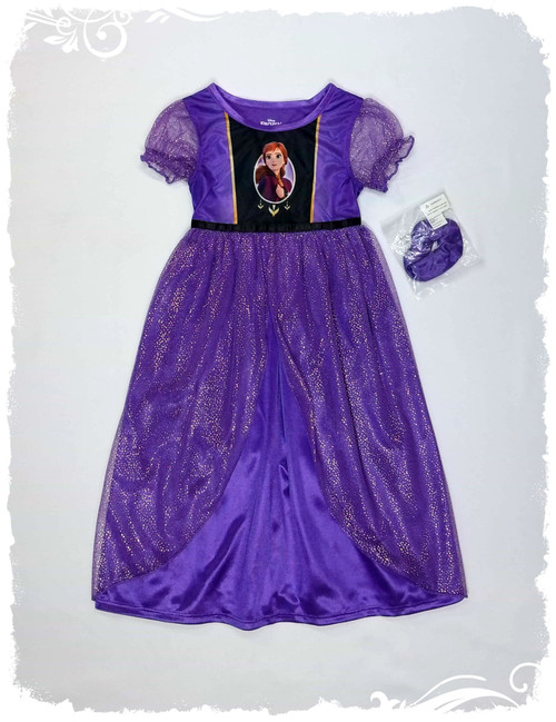 Frozen Toddler Girl's Fancy Anna Nightgown, Gown with Hair Scrunchie, Size 3T | Little Dreamers Pajamas