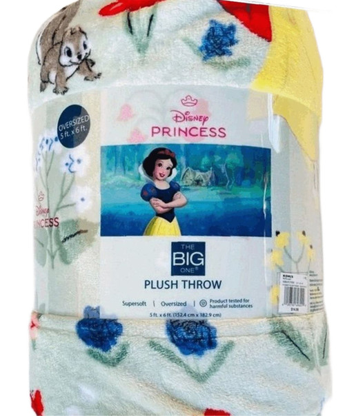 Disney Snow White and Animal Friends Print Light Blue Oversized Blanket Throw | Little Dreamers Pajamas