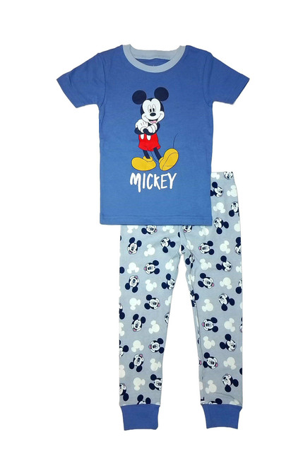 Mickey Mouse Toddler Boy's Character Blue Short-Sleeved Cotton Pajama Set | Little Dreamers Pajamas
