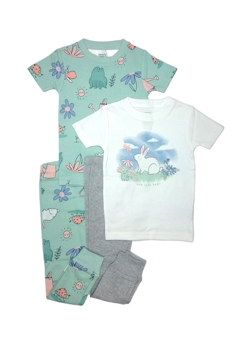 Carter's Toddler Girl's Spring Easter Bunny Hop Into Bed 4-Pc. Cotton Pajama Set | Little Dreamers Pajamas