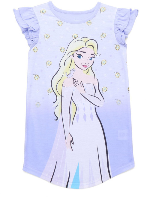 Disney Frozen Elsa and Bruni Lilac Purple Floral Flutter Sleeve Nightgown, Gown | Little Dreamers Pajamas