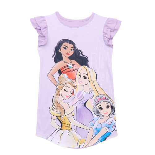 Disney Princess Girl's Purple Flutter Sleeve Character Nightgown, Gown | Little Dreamers Pajamas