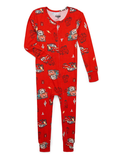 Disney Cars Toddler Boy's Red Viscose Lightweight Character Pajama Sleeper | Little Dreamers Pajamas