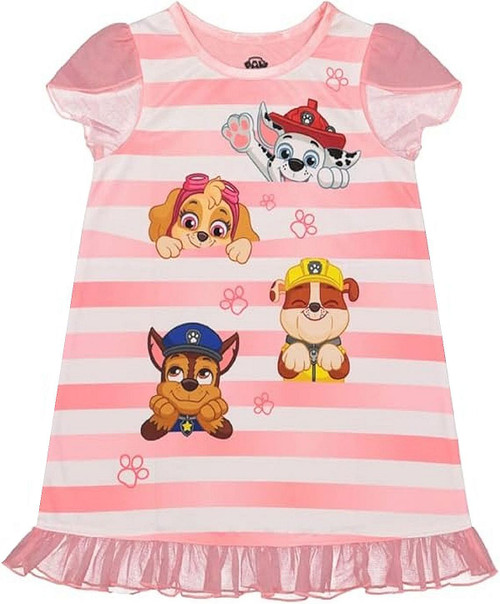 Paw Patrol Toddler Girl's Striped Character Satinet Nightgown, Gown | Little Dreamers Pajamas