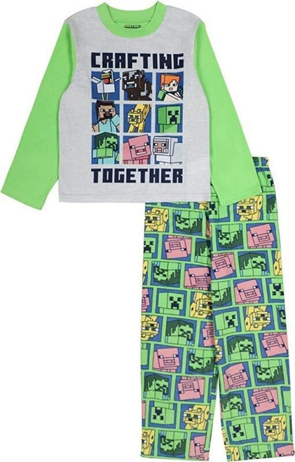 Minecraft Crafting Together Boy's Fleece Character Gaming Pajama Set | Little Dreamers Pajamas