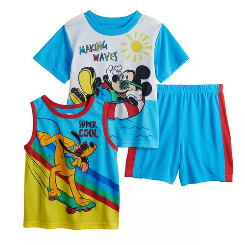 Disney's Mickey Mouse & Pluto Toddler Boys Summer Fun Pajama Shorts Set, Size 3T | Little Dreamers Pajamas