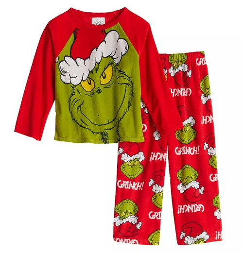 The Grinch Toddler Boy's Girl's Fleece Christmas Holiday Character Pajama Set | Little Dreamers Pajamas