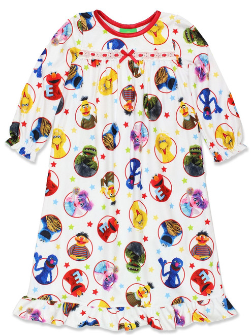 Sesame Street Toddler Girl's Character Print Granny Flannel Nightgown, Gown | Little Dreamers Pajamas