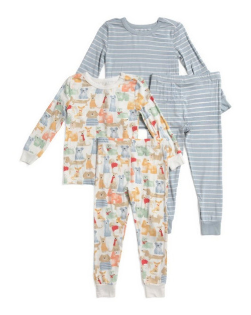 Toddler Boy's Dogs, Puppies Viscose Bamboo Soft 4-Piece Pajama Set