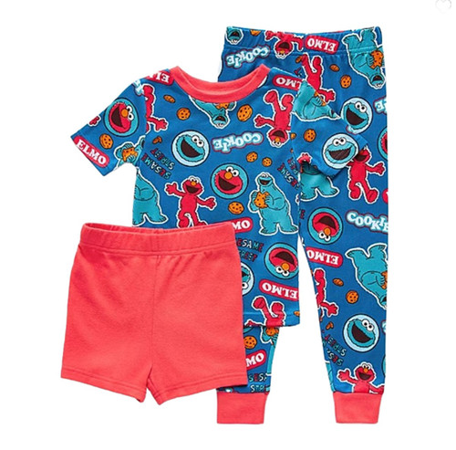 Sesame Street Toddler Boy's Elmo and Cookie Monster 3-Piece Pajama Set