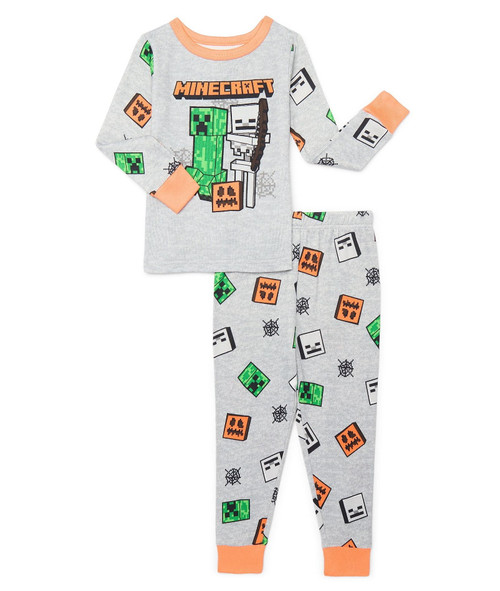 Minecraft Creeper, Skeleton and Jack O' Lantern Boy's Soft Halloween Pajama Set