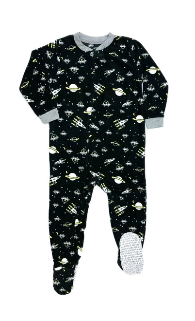 Carter's Boy's Space Alien Spaceships Fleece Footed Pajama Sleeper | Little Dreamers Pajamas