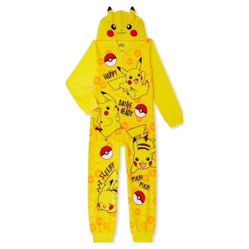 Pokemon Pikachu Battle Ready Kids Character Hooded Costume Pajama Sleeper | Little Dreamers Pajamas