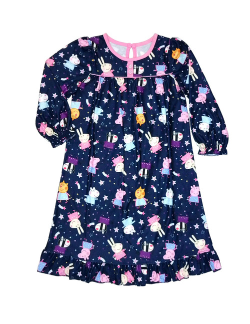 Peppa Pig and Characters Toddler Girl's Navy Flannel Granny Nightgown, Gown