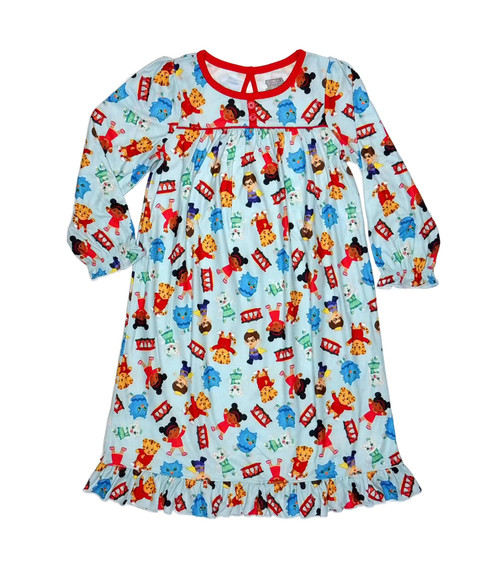 Daniel Tiger Toddler Girl's Blue Character Print Flannel Nightgown, Gown | Little Dreamers Pajamas