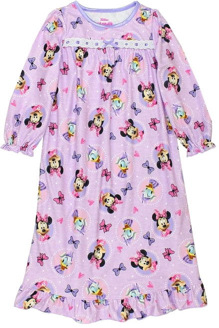 Disney Minnie and Daisy Girl's Lavender Soft Flannel Character Nightgown, Gown