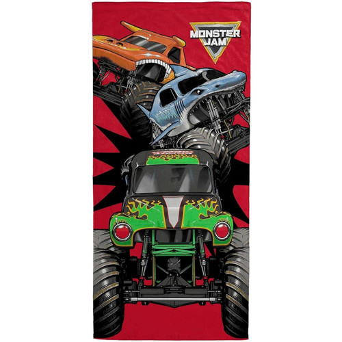 Monster Trucks Grave Digger, Megalodon and El Toro Loco Beach Towel, 28" X 58"
