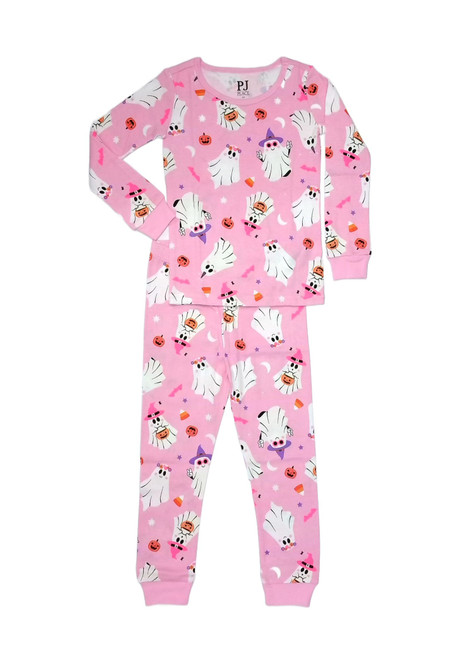 Toddler Girl's Glow-in-the-Dark Ghosts Pink Print Halloween Pajama Set Toddler Girl's Glow-in-the-Dark Ghosts Pink Print Halloween Pajama Set