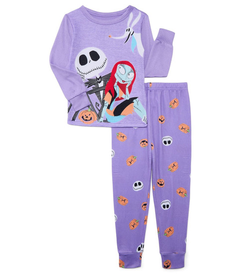 NBC Jack Skellington, Sally and Zero Soft Purple Girl's Halloween Pajama Set | Little Dreamers Pajamas