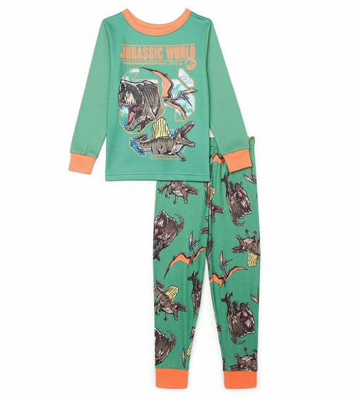 Jurassic World Boy's T-Rex, Spinosaurus and Pteranodon Dinosaur Pajama Set | Little Dreamers Pajamas