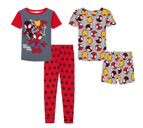 Spider-Man Amazing Friends Toddler Boy's Superhero Characters 4-Piece Pajama Set