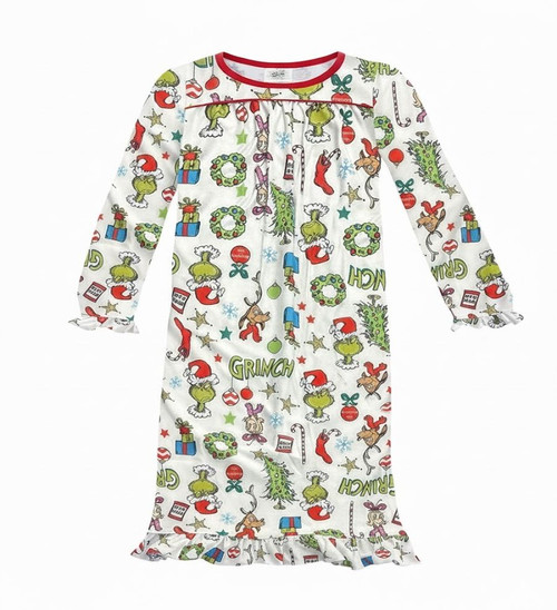 The Grinch Girl's Max, Cindy Lou Who and Christmas Motifs Flannel Nightgown The Grinch Girl's Max, Cindy Lou Who and Christmas Motifs Flannel Nightgown