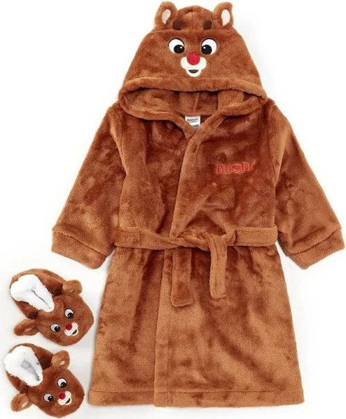 Rudolph the Red-Nosed Reindeer Toddler Christmas Plush Bathrobe and Slipper Set Rudolph the Red-Nosed Reindeer Toddler Christmas Plush Bathrobe and Slipper Set