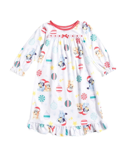 Bluey and Bingo Toddler Girl's Christmas Candy Flannel Holiday Nightgown Bluey and Bingo Toddler Girl's Christmas Candy Flannel Holiday Nightgown