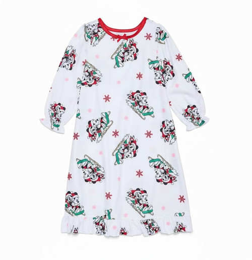 Minnie and Mickey Winter Holiday Sledding Flannel Christmas Nightgown, Gown