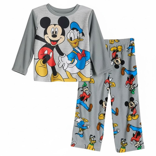 Mickey, Donald, Goofy and Pluto Toddler Boy's Fleece Character Pajama Set