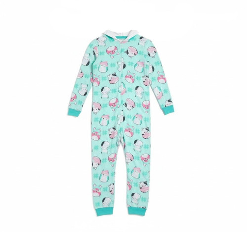 Squishmallows Girl's Calico Cat and Characters Soft Fleece Hooded Pajama Sleeper | Little Dreamers Pajamas