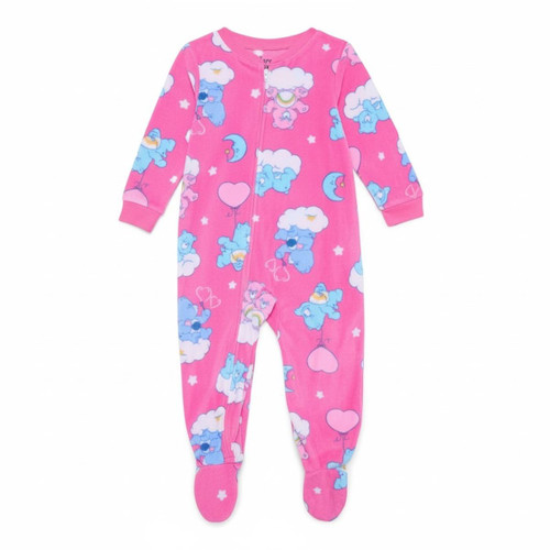 Care Bears Toddler Girl's Soft Fleece Character Print Pink Footed Pajama Sleeper