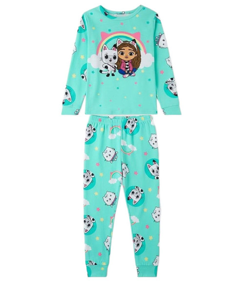 Gabby's Dollhouse Gabby, Pandy Paws and Cakey Cake Rainbow Character Pajama Set | Little Dreamers Pajamas