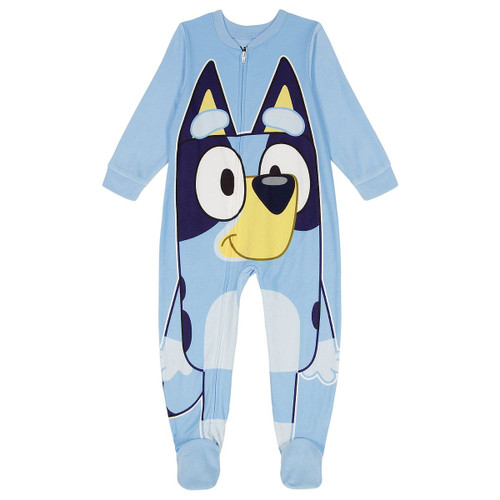 Bluey Toddler Kids Blue Costume Style Soft Fleece Footed Pajama Sleeper | Little Dreamers Pajamas
