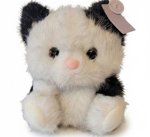 Beverly Hills Teddy Bear Co Shimmers Kitten, 9" Plush Black and White Cat