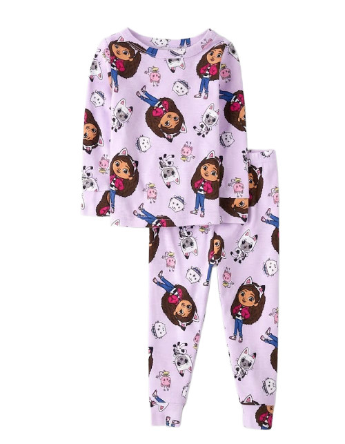 Gabby's Dollhouse Gabby, Pandy Paws and Characters Lavender Cotton Pajama Set | Little Dreamers Pajamas