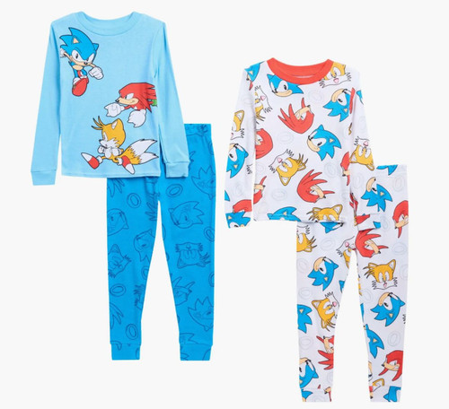 Sonic, Tails and Knuckle Toddler Boy's Long-Sleeved Cotton Character Pajama Set | Little Dreamers Pajamas