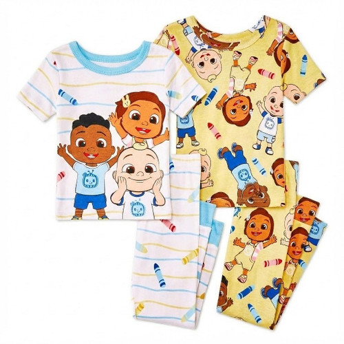 Cocomelon JJ, Cody and Nina Boy's 4-Piece Cotton Character Pajama Set, Size 4T | Little Dreamers Pajamas