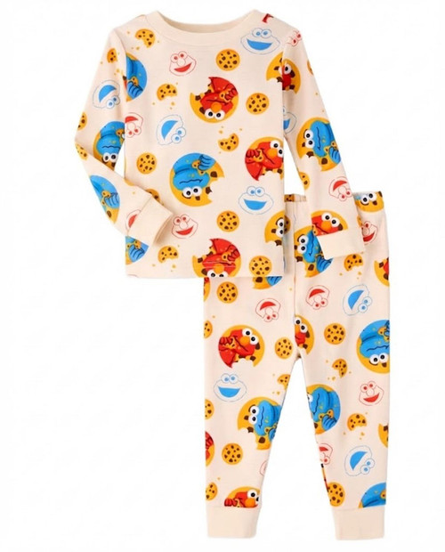 Sesame Street Elmo and Cookie Monster Chocolate Chip Cookies Toddler Pajama Set | Little Dreamers Pajamas
