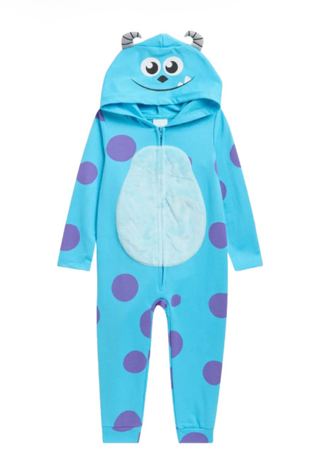 Monsters Inc. Sulley Toddler Kids One-Piece Costume Pajama, Hooded Romper | Little Dreamers Pajamas