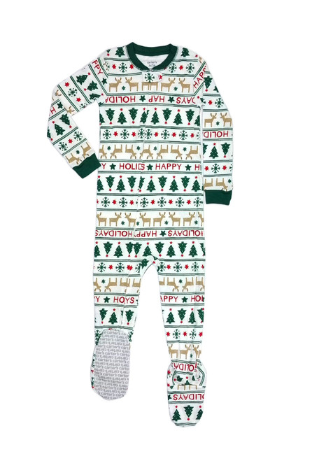 Carter's Toddler Happy Holidays Christmas Fair Isle Print Cotton Pajama Sleeper | Little Dreamers Pajamas