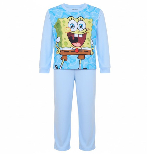 Nickelodeon Spongebob Squarepants Boy's Long-Sleeved Microfleece Pajama Set | Little Dreamers Pajamas