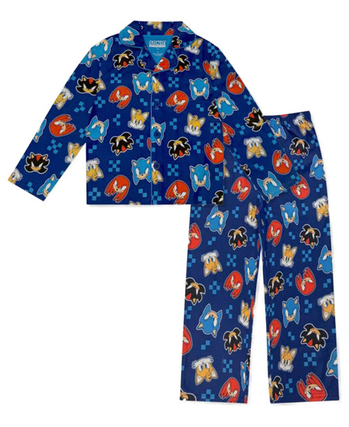 Sonic the Hedgehog Toddler Boy's Flannel Coat-Style Character Pajama Set | Little Dreamers Pajamas