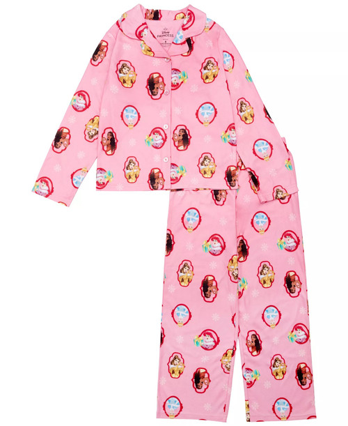 Disney Princess Toddler Girl's Pink Winter Holiday Flannel Coat Pajama Set