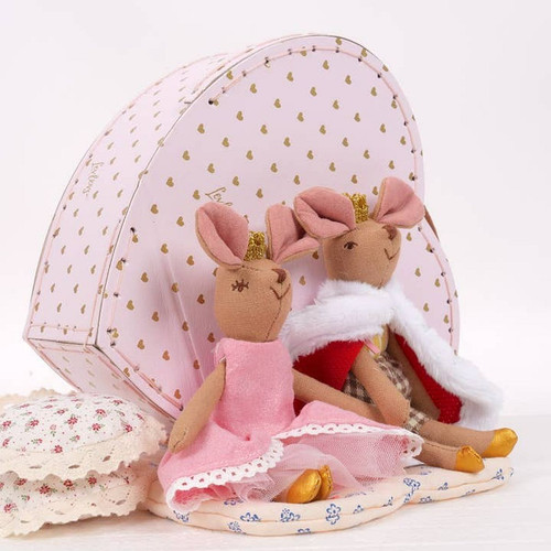 Levlovs King and Queen Mouse in Valentine's Heart Keepsake Box with Bedding